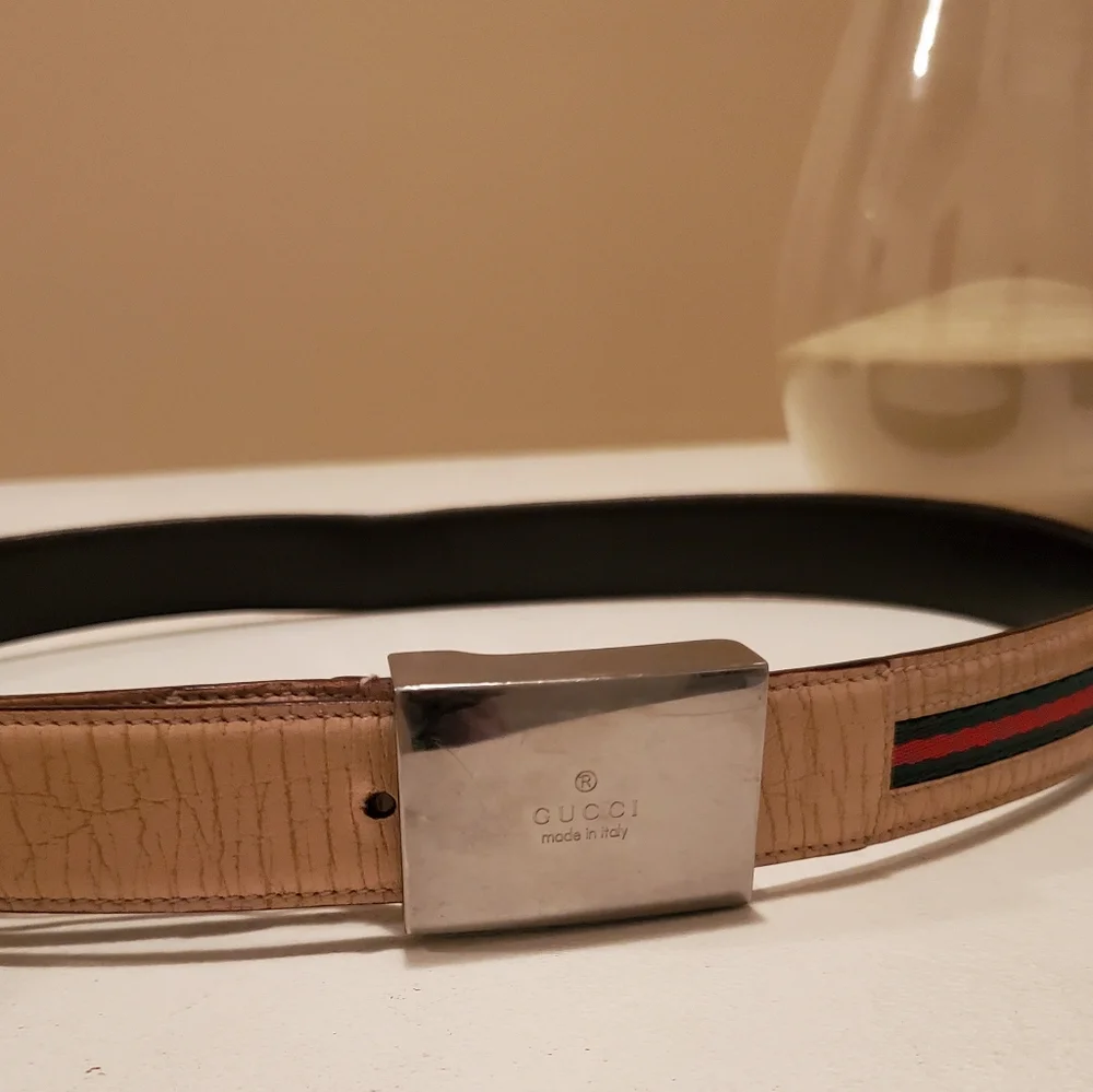 Gucci Leather & Canvas Belt ๐ Host Pick - Picture 3 of 12